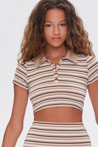 TAUPE/MULTI Striped Polo Shirt & Mini Skirt Set, image 4