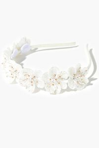 WHITE Floral Embellished Headband, image 3