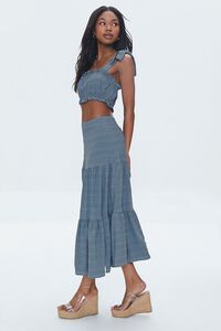 TEAL BLUE Ruffled Crop Top & Maxi Skirt Set, image 2