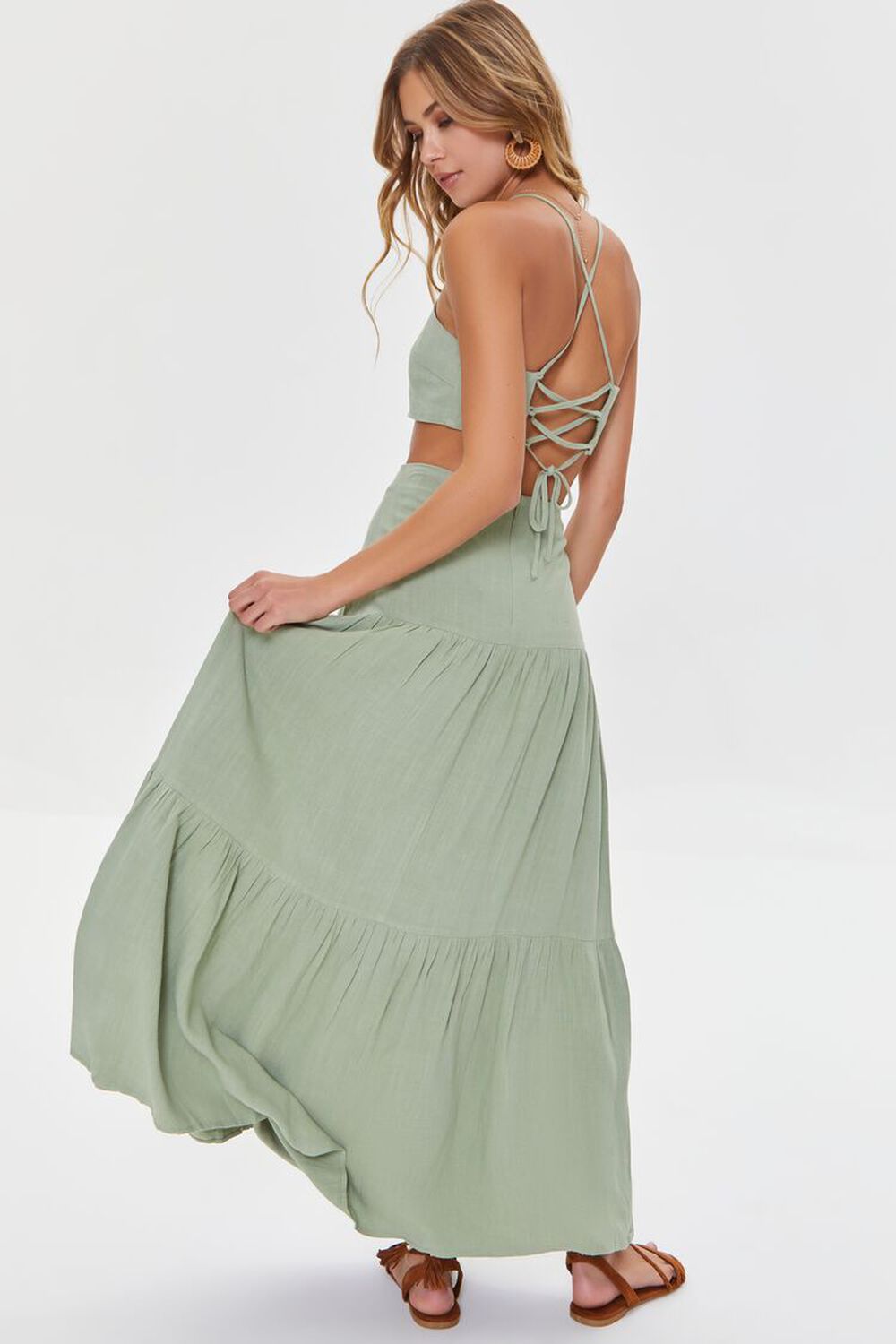 SAGE Lace-Back Cropped Cami & Skirt Set, image 3