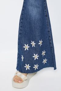 MEDIUM DENIM Recycled Cotton Embroidered Floral Flare Jeans, image 5