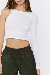 WHITE One-Sleeve Crop Top, image 5