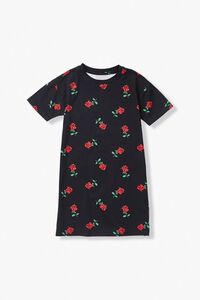 BLACK/MULTI Girls Rose Print T-Shirt Dress (Kids), image 1