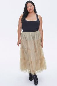 Plus Size Ruffle Mesh Maxi Skirt, image 5