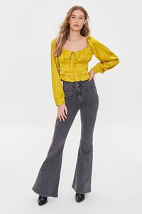 GOLD Satin Button-Front Flounce Top, image 4