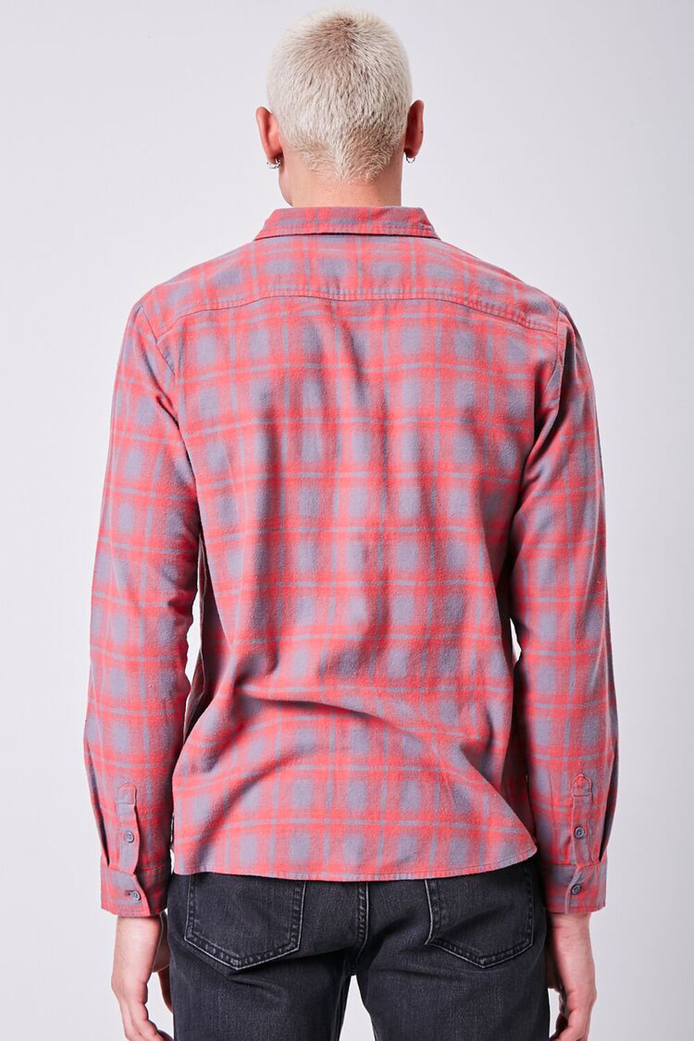 RED/GREY Plaid Button-Front Shirt, image 3