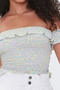 LIGHT YELLOW/MULTI Floral Print Off-the-Shoulder Top, image 5