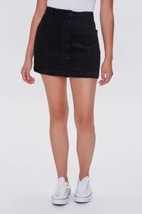 Corduroy Button-Front Mini Skirt, image 2