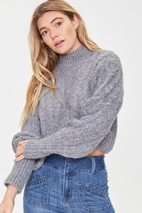 GREY Cropped Cable Knit Sweater, image 6