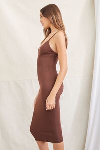 BROWN Ribbed Pointelle Bodycon Dress, image 3