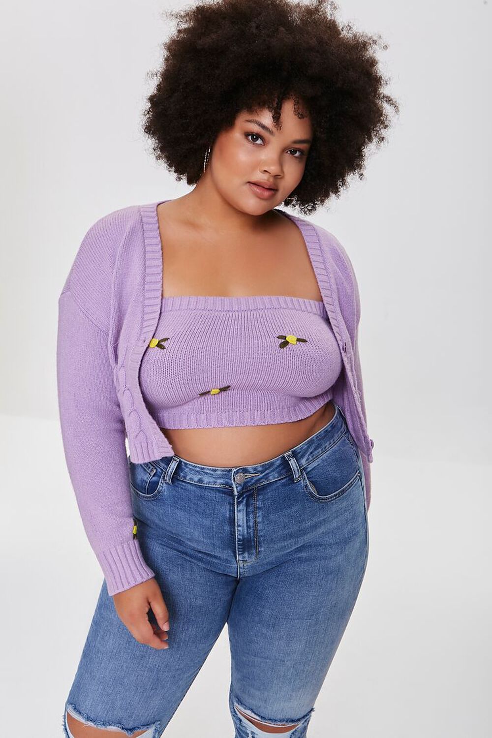 Plus Size Floral Cardigan Sweater