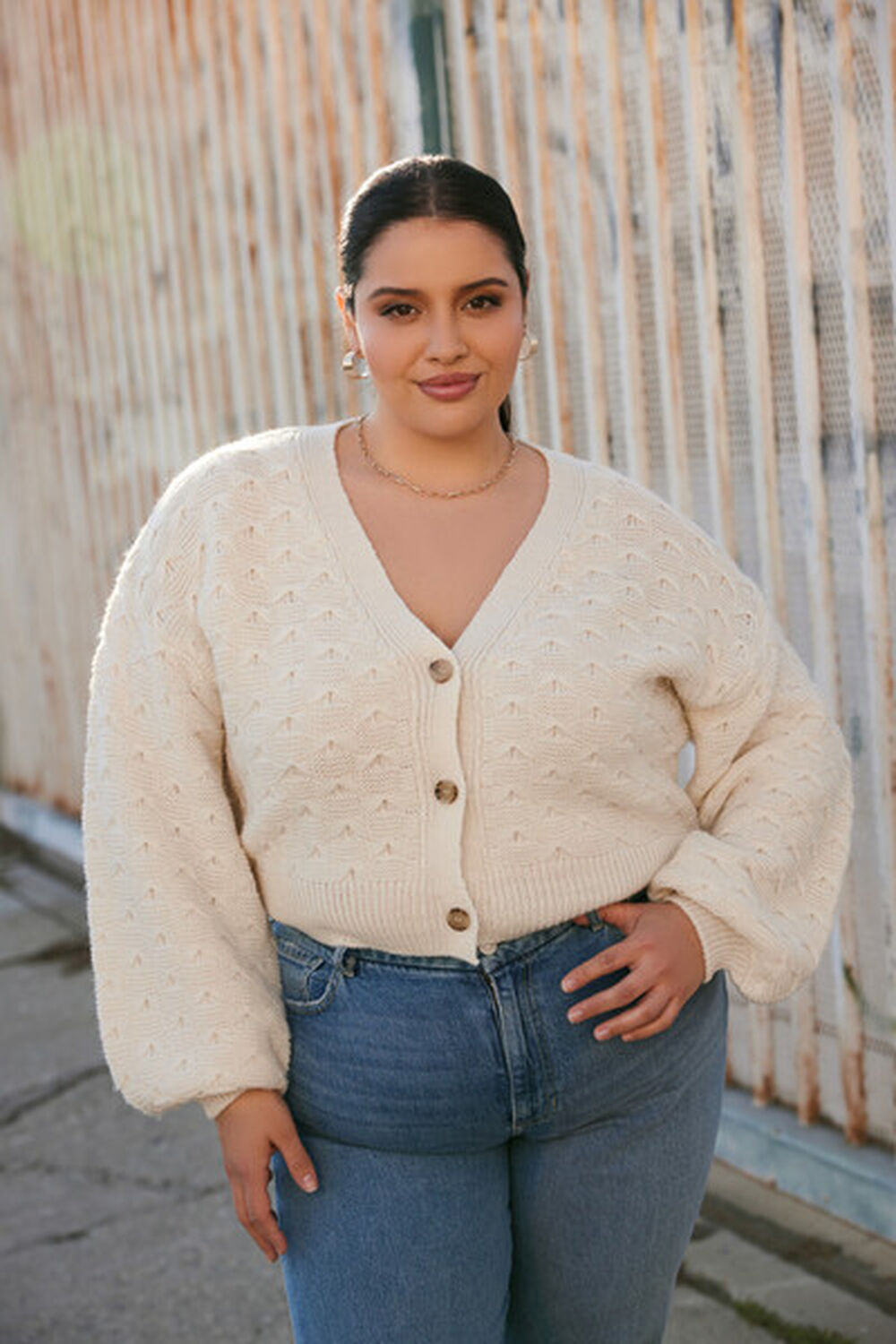 Plus Size Textured Cardigan Sweater, image 1