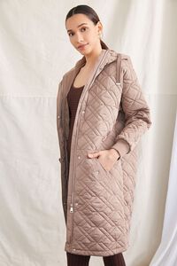 MOCHA Quilted Hooded Longline Jacket, image 3