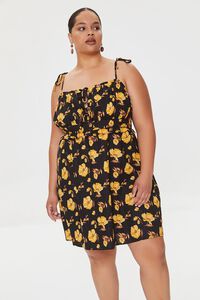 BLACK/MULTI Plus Size Floral Print Mini Dress, image 1