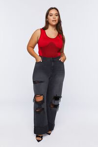 WASHED BLACK Plus Size High-Rise Distressed Jeans, image 1