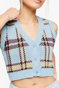 BLUE/BURGUNDY Plaid Cropped Sweater Vest, image 5