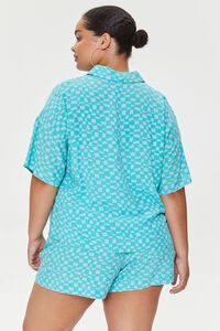 BLUE/SHERBERT Plus Size Wavy Checkered Shirt, image 3
