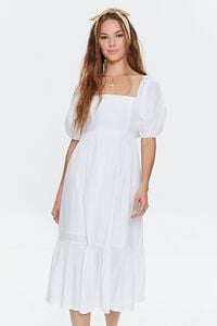 WHITE Puff Sleeve Flounce Dress, image 6