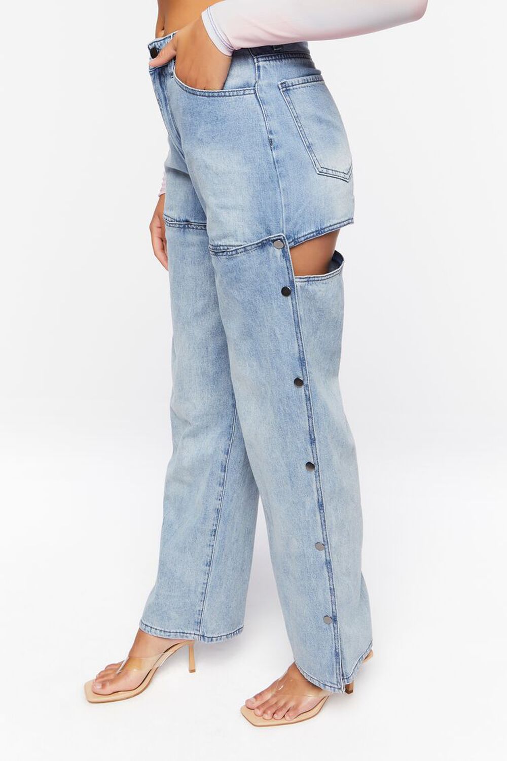 MEDIUM DENIM Mid-Rise Cutout Jeans, image 3