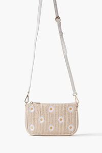 WHITE Embroidered Daisy Crossbody Bag, image 1