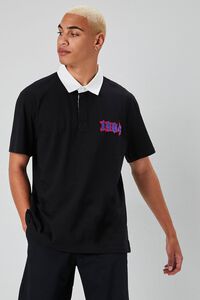 BLACK/MULTI Embroidered USA Polo Shirt, image 6