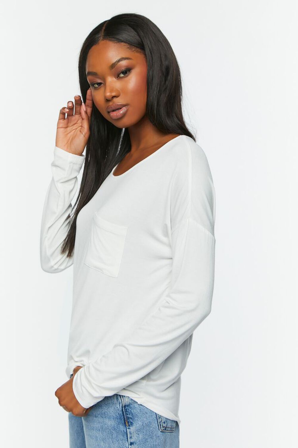 Relaxed Scoop-Neck Long-Sleeve Top, image 2