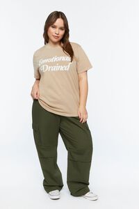 TAUPE/WHITE Plus Size Emotionally Drained Graphic Tee, image 4