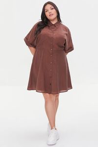 BROWN Plus Size A-Line Shirt Dress, image 4