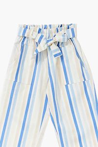 TAUPE/MULTI Girls Striped Paperbag Pants (Kids), image 3