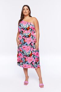 Plus Size Floral One-Shoulder Midi Dress, image 6