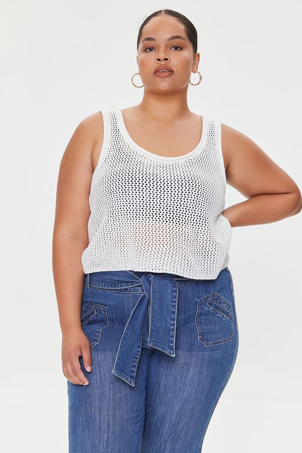 VANILLA Plus Size Netted Tank Top, image 1