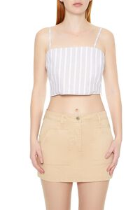 GREY/WHITE Striped Cropped Cami, image 1