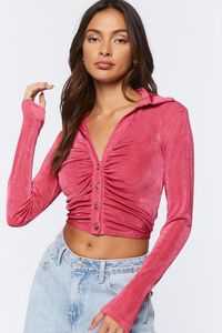 WINE Ruched Cropped Shirt, image 1