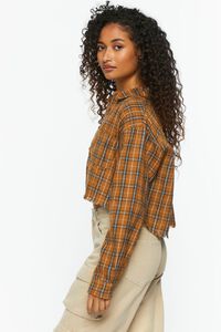 CAMEL/MULTI Cropped Plaid Flannel Shirt, image 2
