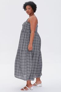 BLACK/CREAM Plus Size Plaid Cami Maxi Dress, image 2