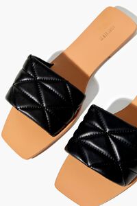 BLACK Quilted Faux Leather Sandals, image 5
