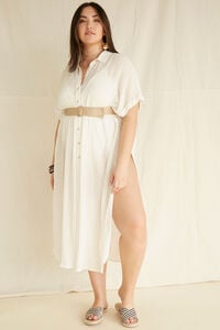 Plus Size Shirt Swim Cover-Up Kimono, image 1
