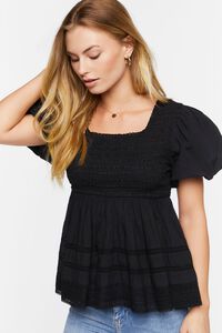 BLACK Tiered Puff Sleeve Top, image 1