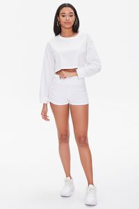 WHITE Ruched Cotton-Blend Shorts, image 1