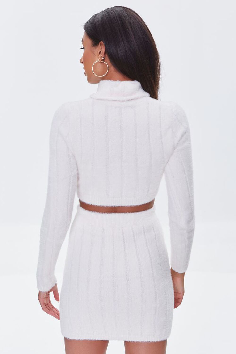 WHITE Fuzzy Crop Top & Mini Skirt Set, image 3
