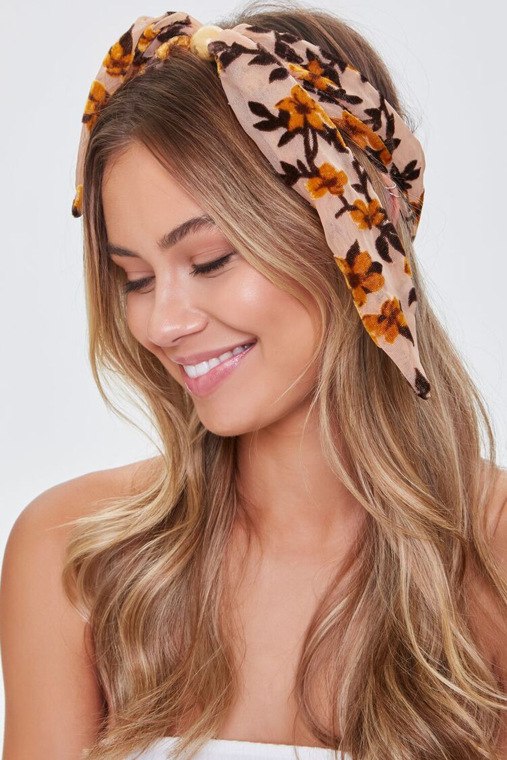 NUDE/MULTI Floral Print Knotted Headwrap, image 2