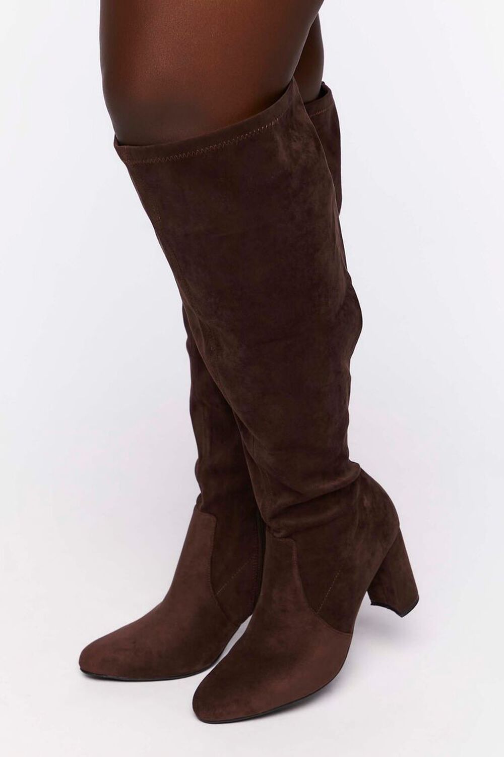 BROWN Faux Suede Over-the-Knee Boots (Wide), image 1