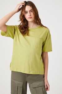 OLIVE Relaxed Raw-Cut Pocket Tee, image 1