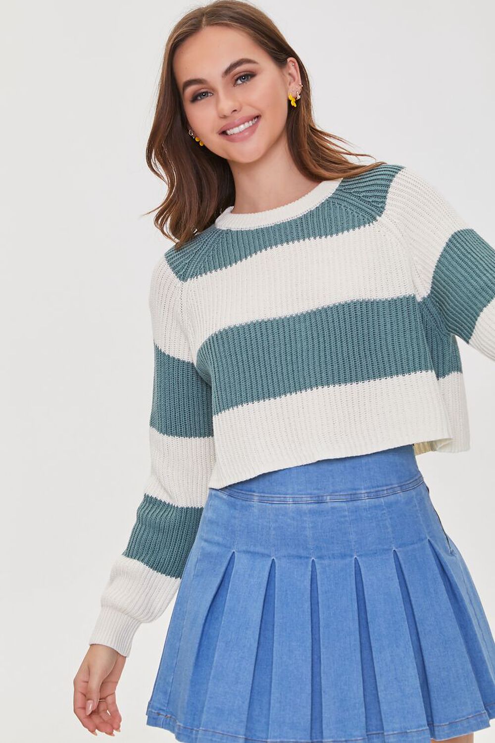 PATINA/CREAM Striped Raglan Sweater, image 1