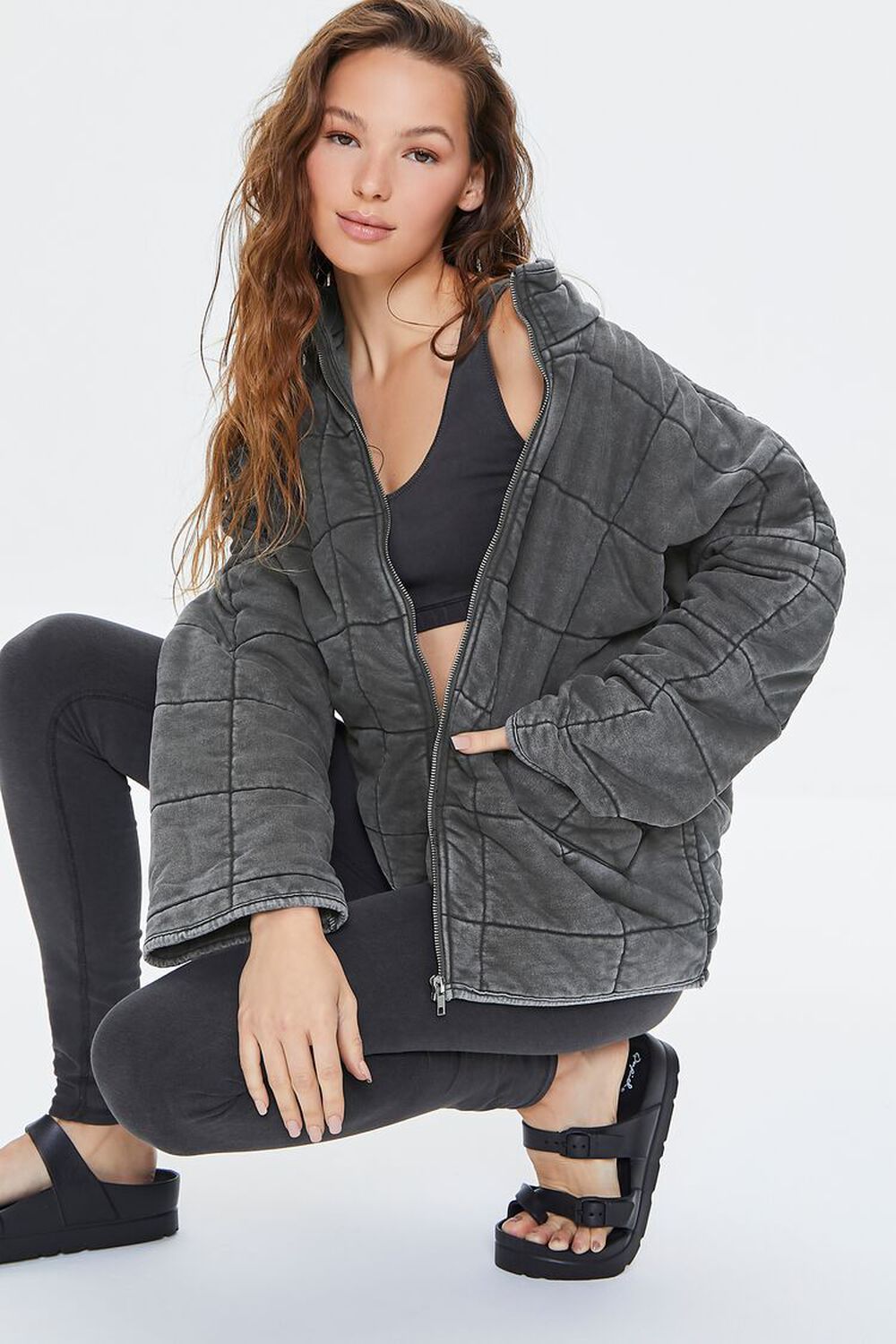CHARCOAL Quilted Zip-Up Jacket, image 1