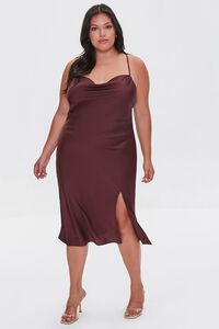 WINE Plus Size Satin Cami Dress, image 4