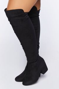 BLACK Faux Suede Block Heel Boots (Wide), image 1