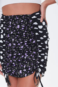 BLACK/MULTI Ruched Patternblock Mini Skirt, image 5