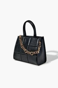 BLACK Quilted Faux Leather Satchel, image 2