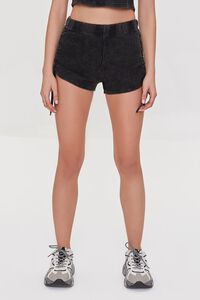 BLACK Ruched Drawstring Shorts, image 2